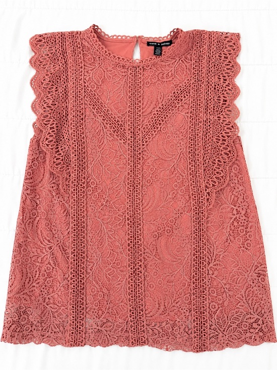 Cable & Gauge Tops - Cable & Gauge Dusty Rose Lace Blouse Size Large